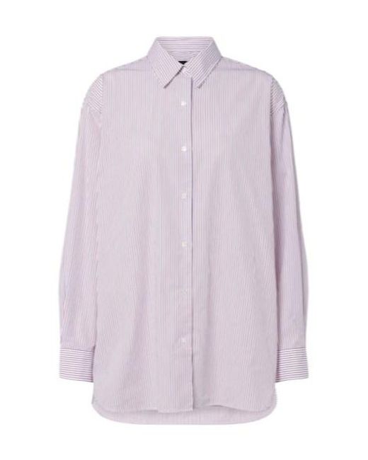 Nili Lotan Purple Yorke Striped Cotton Shirt