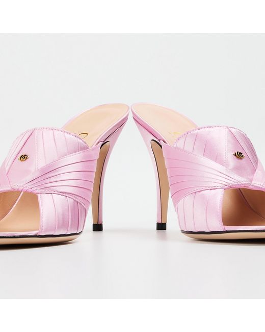 Gucci Pink Solid Heeled Sandals