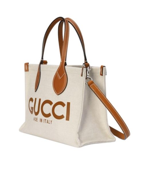 Gucci Natural Logo Printed Mini Tote Bag