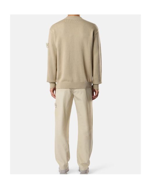 Stone Island Natural Logo-Patch Ribbed-Trim Sweater for men