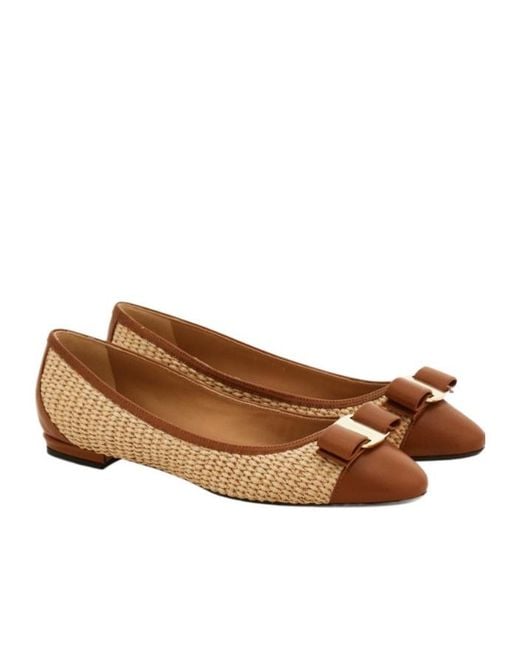 Ferragamo Brown Varina Ballet Flat