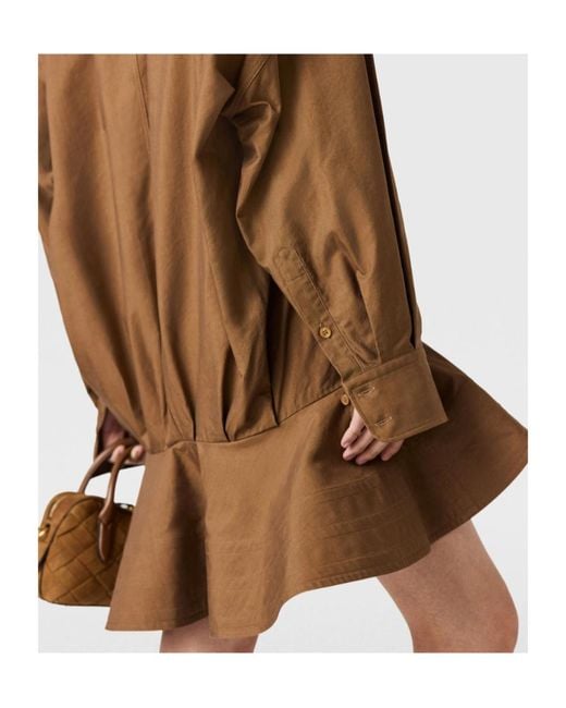 Stella McCartney Brown Washed Peplum Shirt Dress