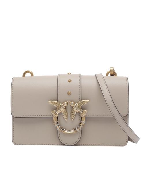 Pinko Gray Flap Shoulder Bag