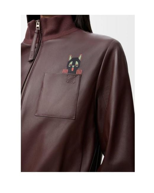 Loewe Brown Cropped Nappa Leather Jacket