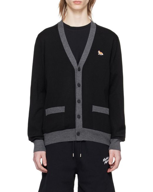 Maison Kitsuné Blue Maison Kitsuné Baby Fox-Patch Button-Up Cardigan for men