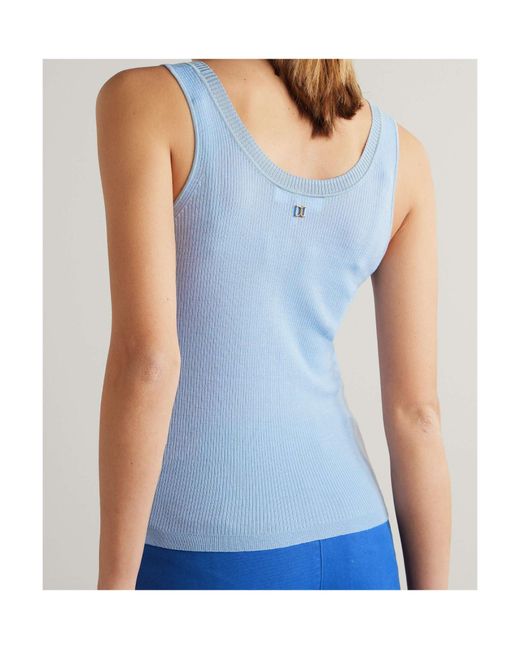 Chloé Blue Ribbed Button-Fastening Top