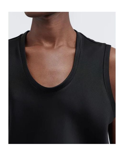 Carven Black Sleeveless Split-Neck Top