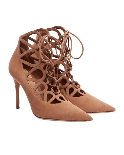 Gianvito Rossi Brown Solid Suede Pumps