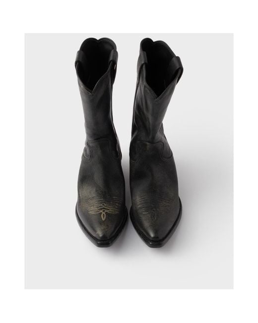 Prada Black Pointed-Toe Slip-On Boots