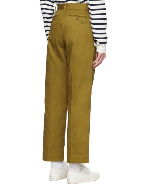 Maison Kitsuné Natural Maison Kitsuné Logo Embroidered Straight-Leg Chinos for men