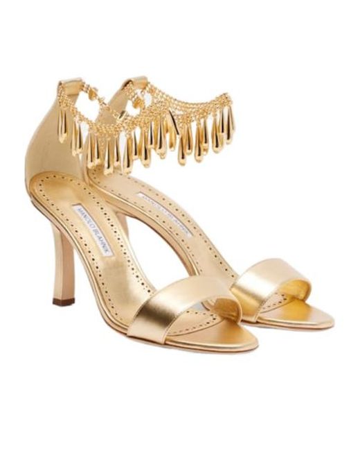 Manolo Blahnik Metallic High Heel Sandals