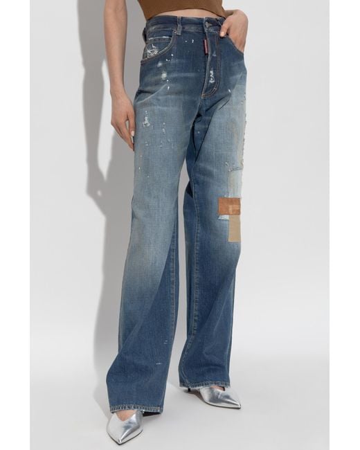 DSquared² Blue Patchwork Distressed Jeans