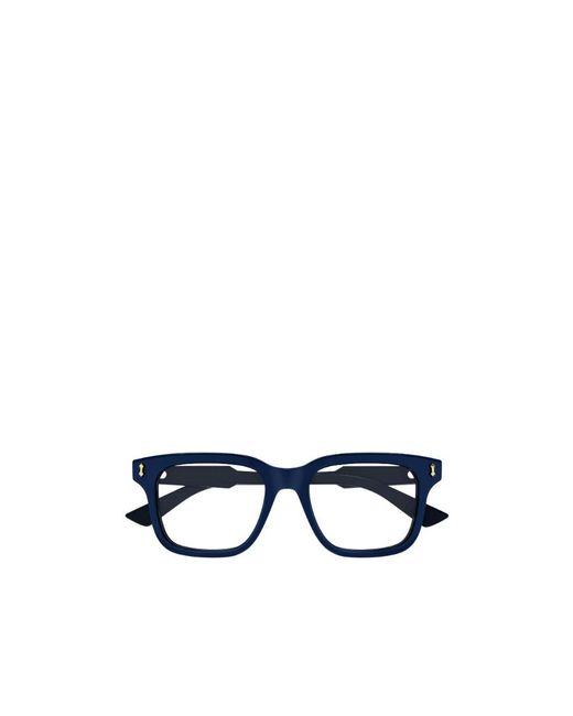 Gucci Blue Eyewear Rectangle Frame Glasses for men