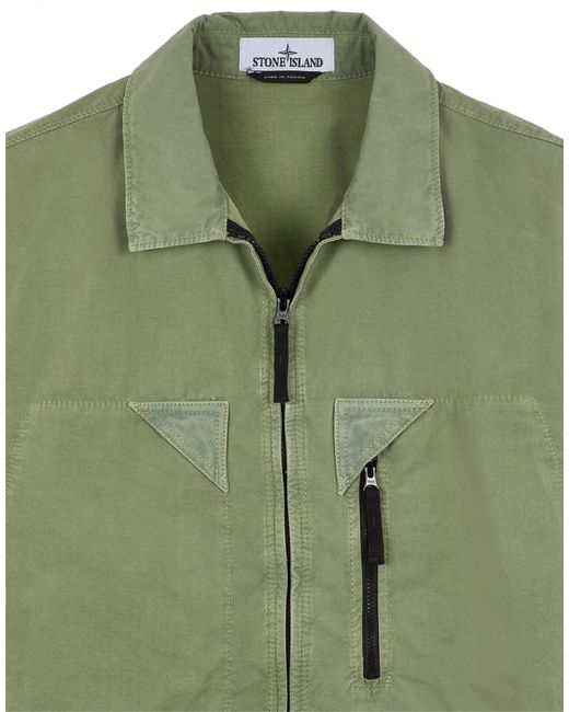 Stone Island Green Logo-Patch Shirt Jacket for men