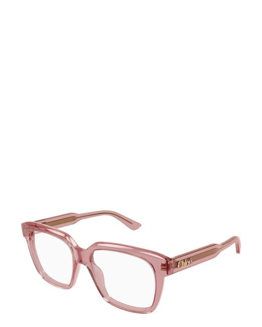 Chloé Pink Chloé Eyewear Square Frame Glasses