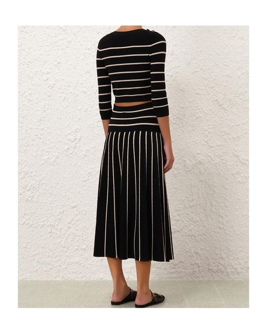 Zimmermann Black Broken Stripe Short Top
