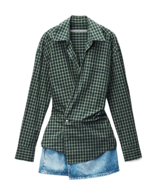 Alexander Wang Green Pre-Styled Wrap Mini Dress
