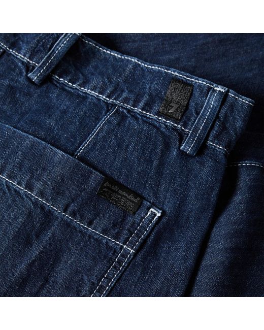 7 For All Mankind Blue Belt-Loop Shorts for men