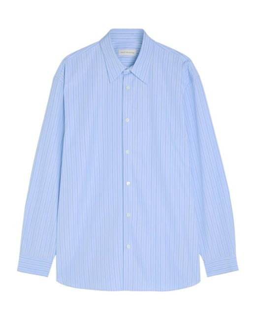 Dries Van Noten Blue Croom Pinstriped Cotton-Poplin Shirt for men