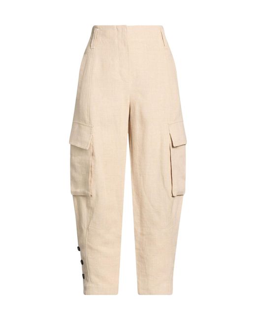 Brunello Cucinelli Natural Solid Color Linen Cargo Pants
