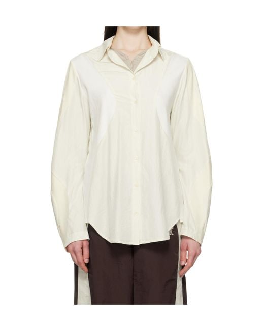 OPEN YY White Curved Patchwork Shirt