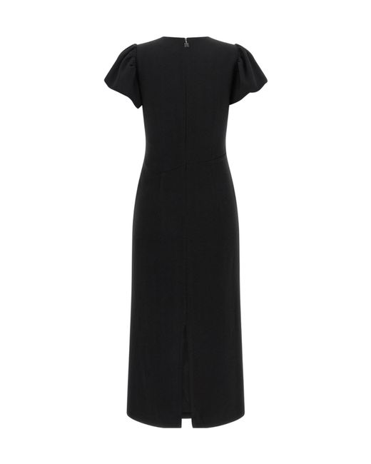 ROTATE BIRGER CHRISTENSEN Black Draped Puff-Sleeve Dress