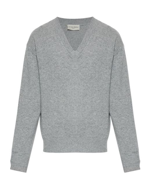 Officine Generale Gray Officine Générale Manu V-Neck Knitted Sweater for men