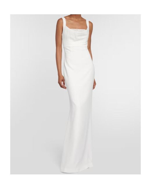Roland Mouret White Embellished Crêpe Gown