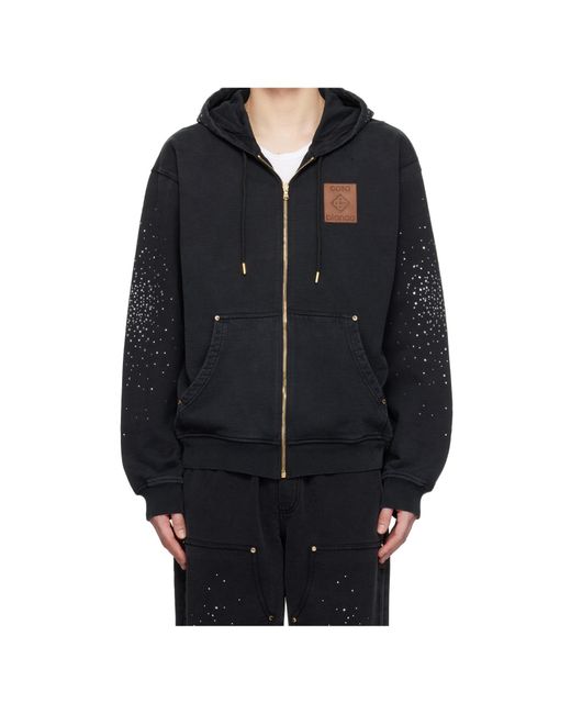 Casablanca Blue La Premonition Hotfix Printed Zipped Hoodie for men