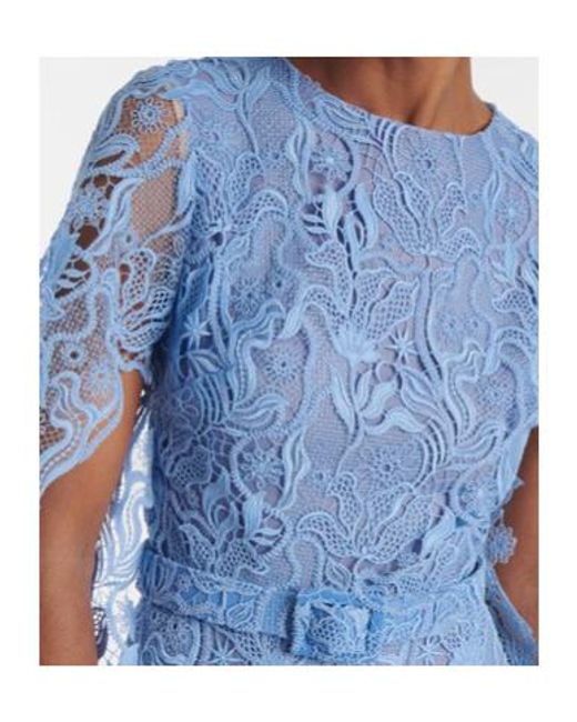 Oscar de la Renta Blue Floral Lace Cocktail Dress