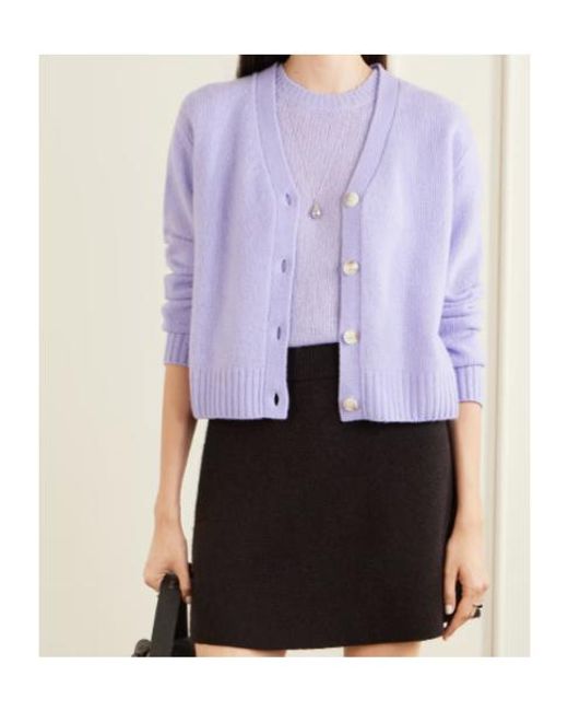 Lisa Yang Purple Long-Sleeved Knitted Cardigan