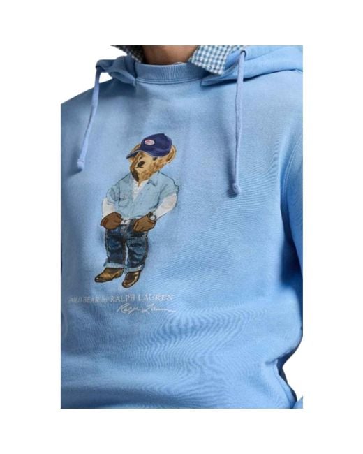 Polo Ralph Lauren Blue Logo Printed Drawstring Hoodie for men