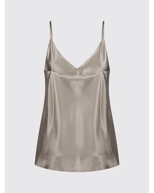Max Mara Brown V-Neck Satin Top
