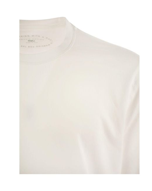Fedeli White Giza Cotton Crew Neck T-Shirt for men