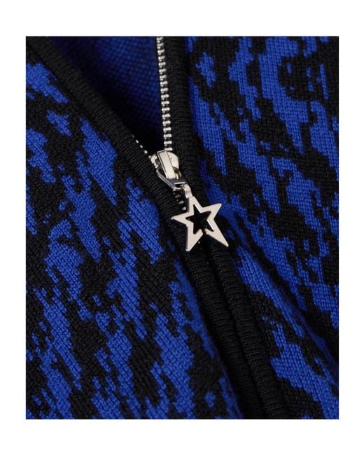 Perfect Moment Blue Johnnie Walker Bella Houndstooth Intarsia Merino Wool Ski Jumpsuit
