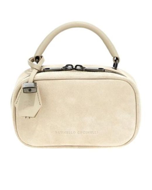 Brunello Cucinelli Natural Boston Explorer Small Handbag