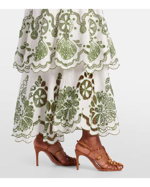 Farm Rio Green Layered Linen Maxi Dress