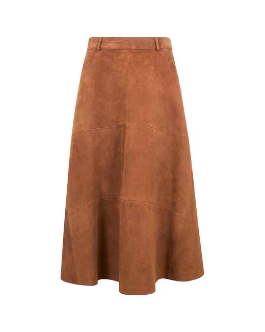 Semicouture Brown Panelled Suede Skirt