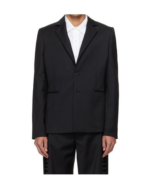 HELIOT EMIL Blue Vibraxis Long-Sleeved Wool Blazer for men