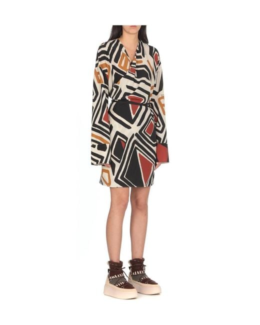 DSquared² White Geometric Printed Mini Wrap Dress