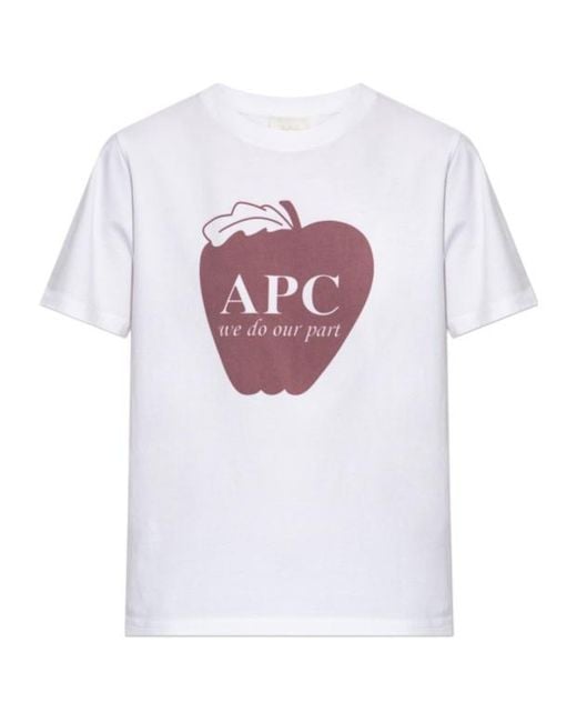 A.P.C. White Apple Print T-Shirt