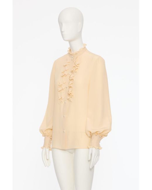 Valentino White Ruffled Button-Up Shirt