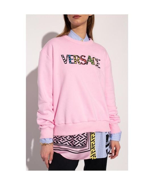 Versace Pink Embroidered Cotton Sweatshirt