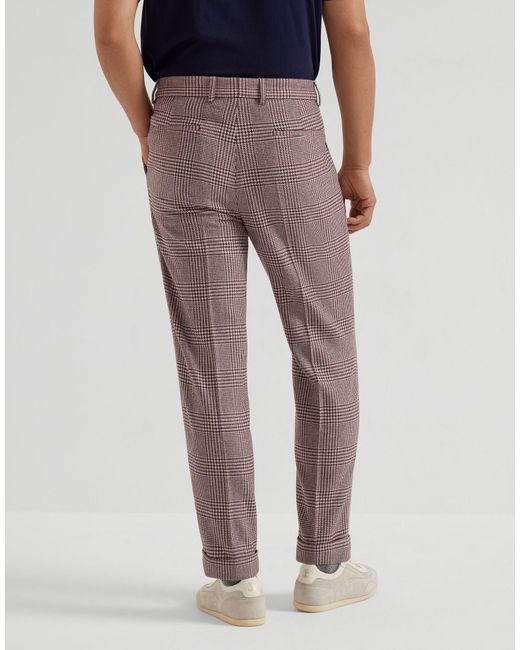 Brunello Cucinelli Blue Pleated Cotton-Cashmere Blend Trousers for men
