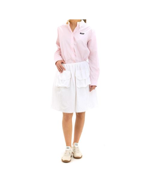 Miu Miu White Flap-Pocket Midi Skirt