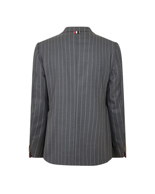 Thom Browne Gray Pinstripe Single-Breasted Blazer for men