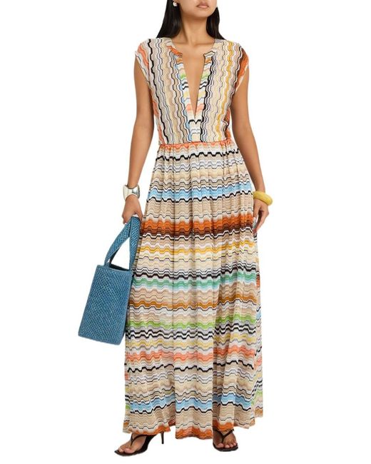 Missoni White Zigzag Fine-Knit Maxi Cover-Up Dress