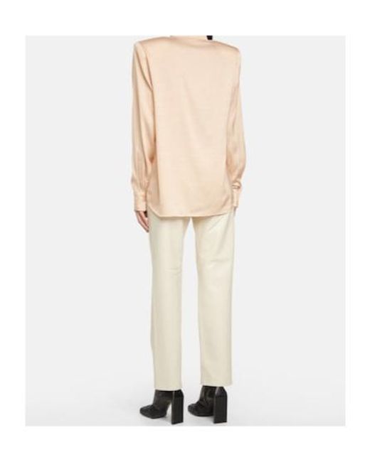 Magda Butrym Natural Logo-Print Stretch-Silk Shirt