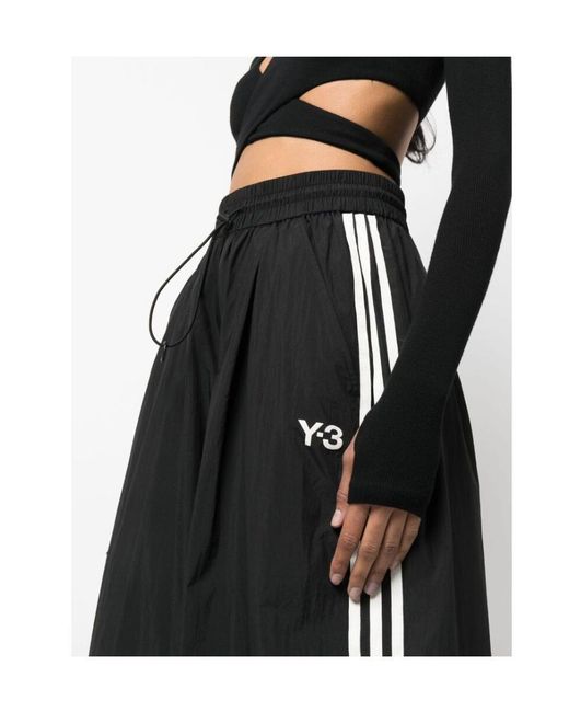 Y-3 Black Logo-Print Wide-Leg Trousers