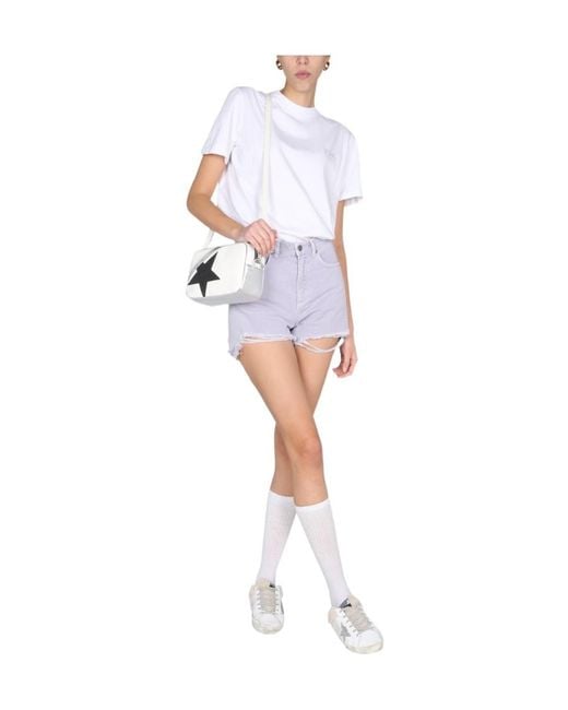 Golden Goose Deluxe Brand Purple Distressed Hem Denim Shorts